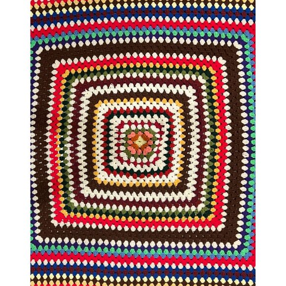 Granny Square Cozy Handmade Crochet Colorful Blanket  Afghan Throw 50"x50" - Picture 2 of 11